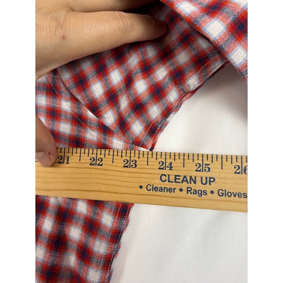 Banana Republic Mens Flannel Button Up Shirt Size L‎ Linen Cotton Red Plaid - Picture 8 of 9